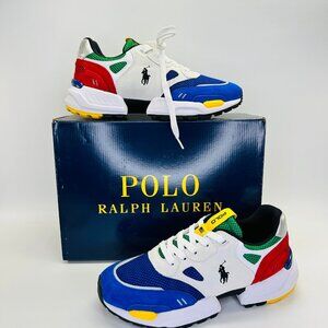 Polo Ralph Lauren Jogger Sneaker Mens Size 8.5D Multicolor Leather Mesh Athletic
